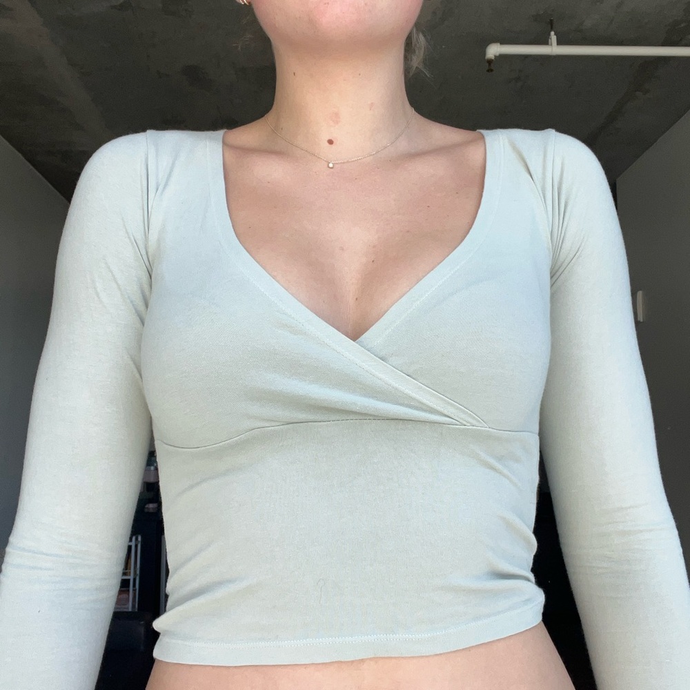 Brandy Melville Mint Green Wrap Top